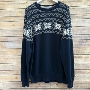 Weatherproof Vintage Sweater Men’s Size XL Blue Holiday Snowflake Pullover NWOT